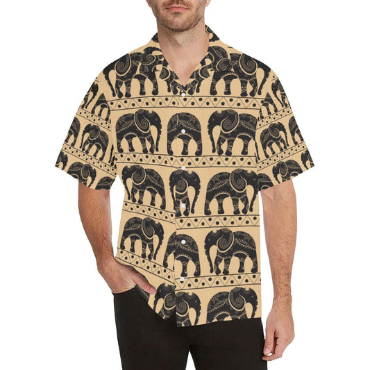 Elephant Pattern Ethnic Motifs Mens All Over Print Hawaiian Shirt