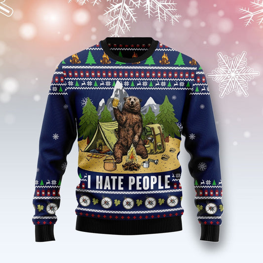 Camping I Hate People Ugly Christmas Sweater 