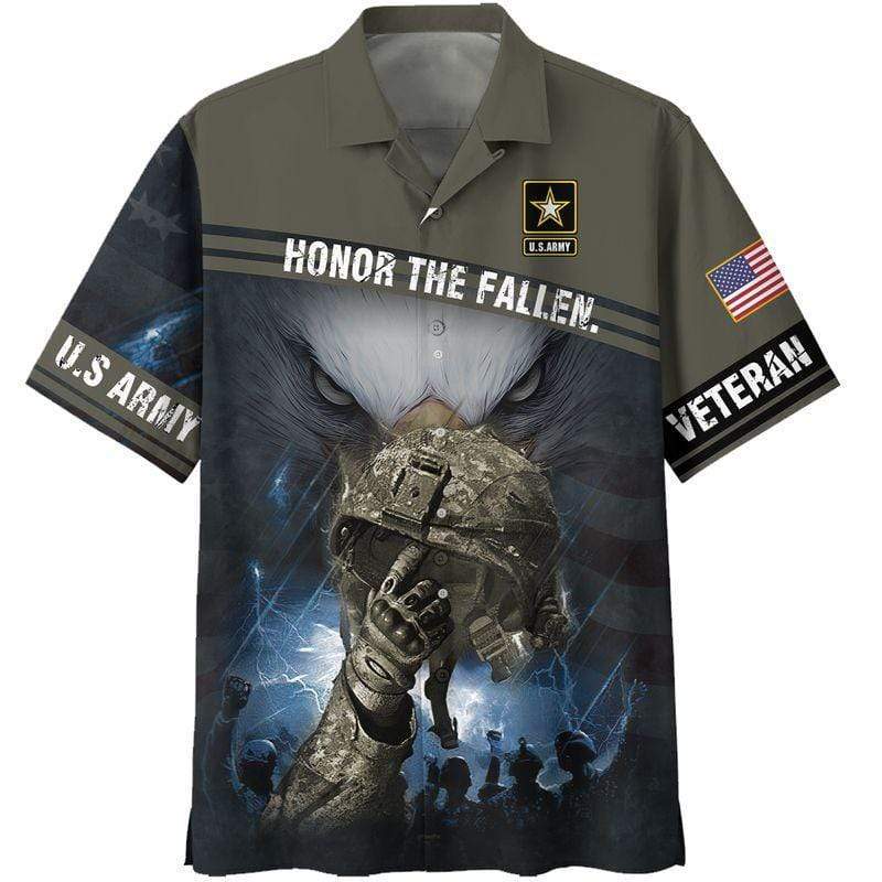 Army Helmet Honor The Fallen US Army Unisex Hawaiian Shirts