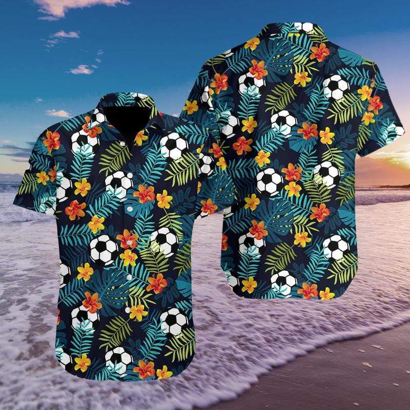 Soccer Simple Hibiscus Hawaiian Aloha Shirts Fantastic #0309h