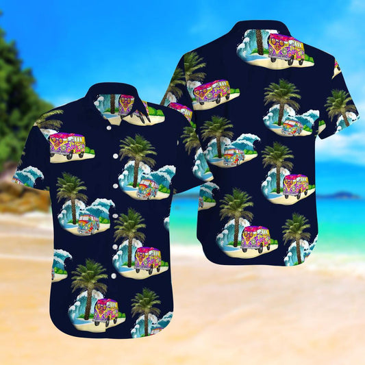 Hippie Camping Car Tropical Unisex Hawaiian Shirts