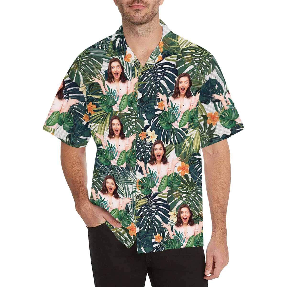 Personalised Christmas Shirts Australia Custom Face Flower Men's All Over The Print Pineapple Hawaiian Shirt