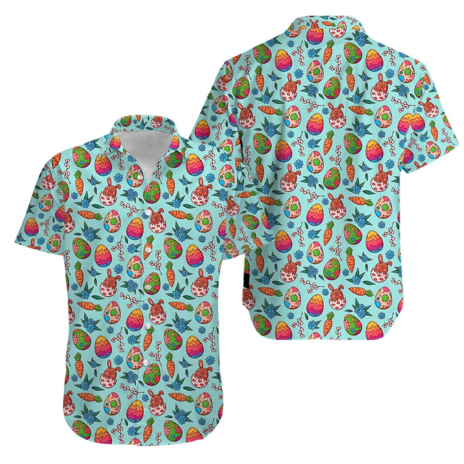 Bunny love Carrot Happy Easter Day Egg Hawaiian Aloha Shirts 