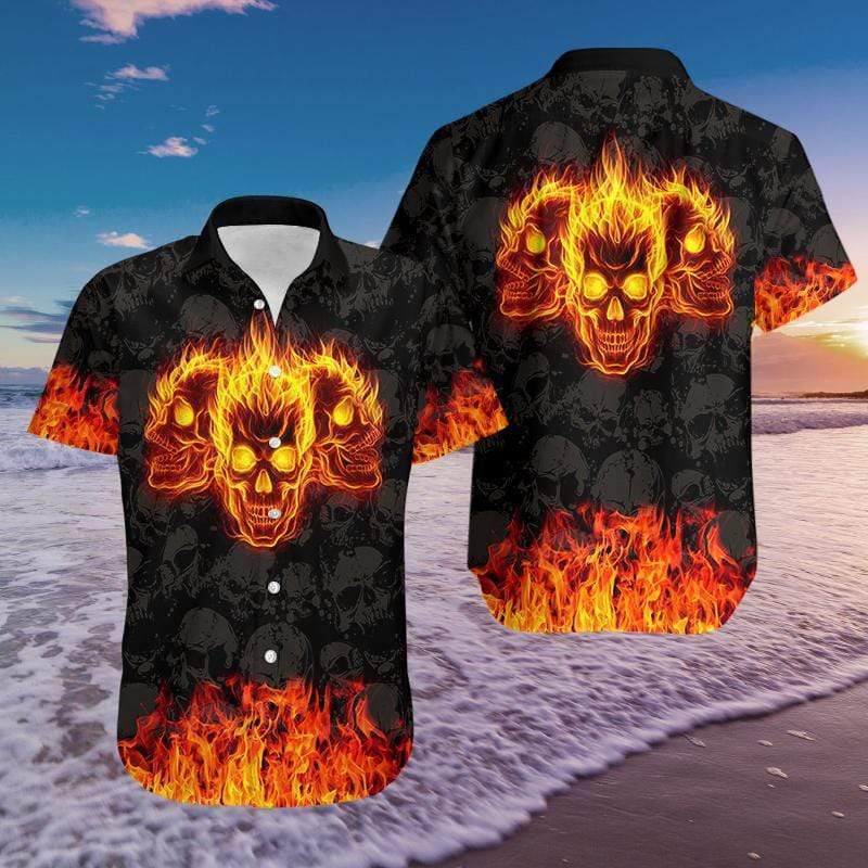 Burning Skulls Hawaiian Shirts #DH