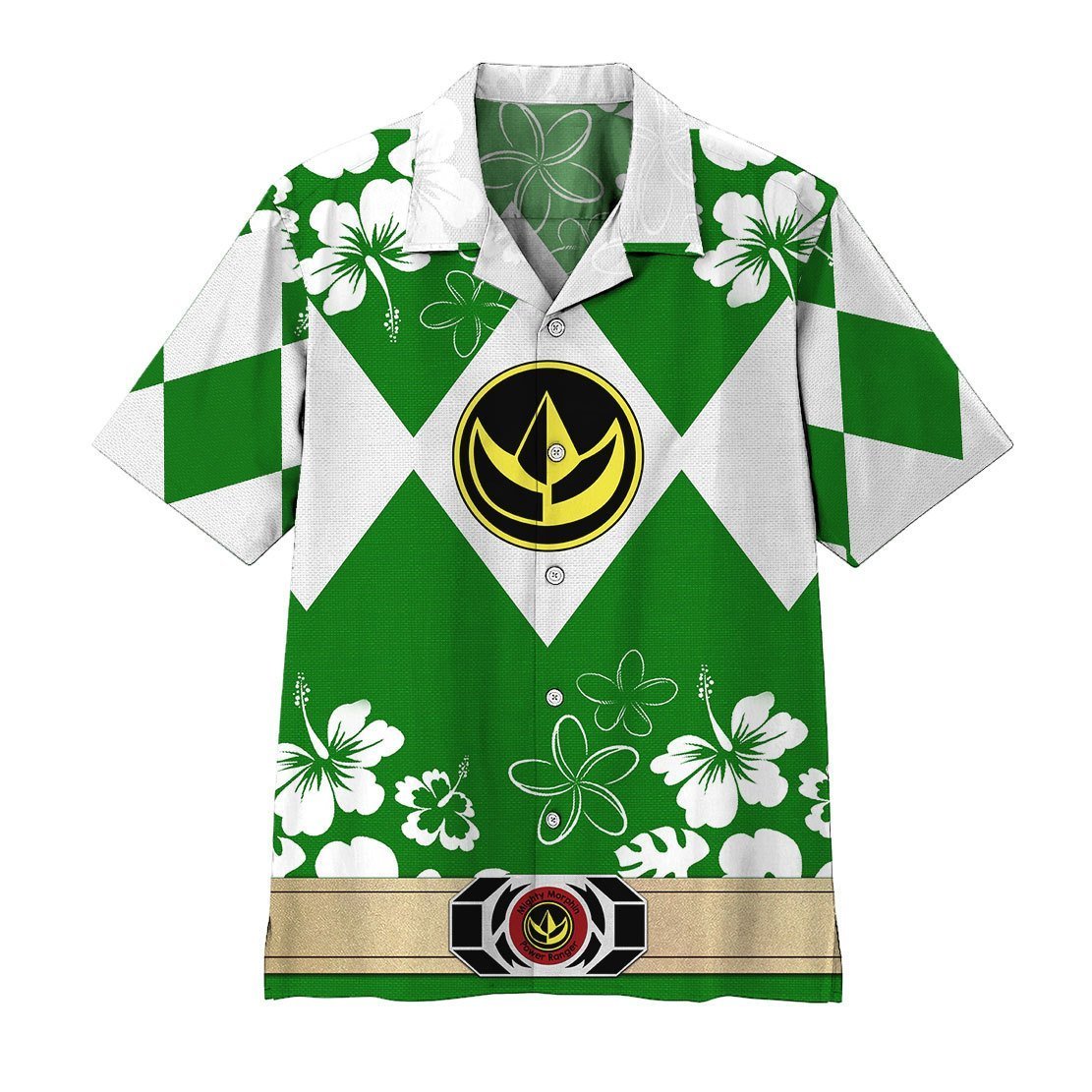  3D Mighty Morphin Power Ranger Green Hawaii Shirt