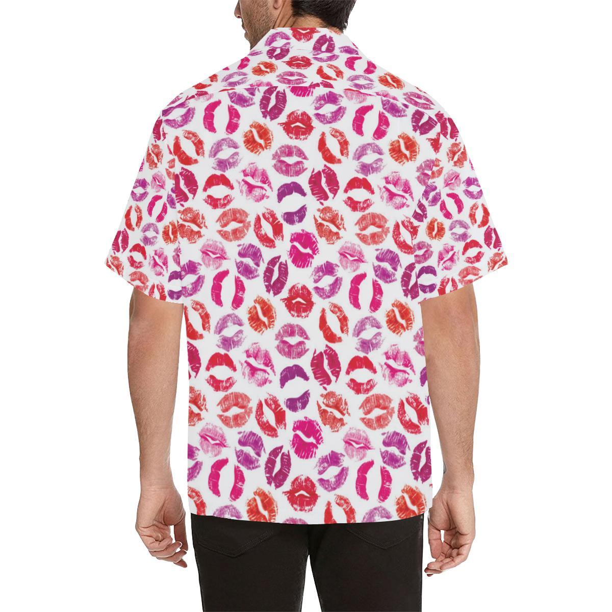 Lips Pattern Print Design 04 Mens All Over Hawaiian Shirt