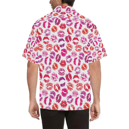 Lips Pattern Print Design 04 Mens All Over Hawaiian Shirt