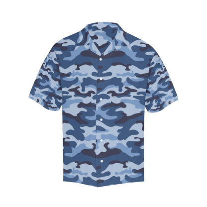 Blue Camouflage Pattern Mens All Over Print Hawaiian Shirt