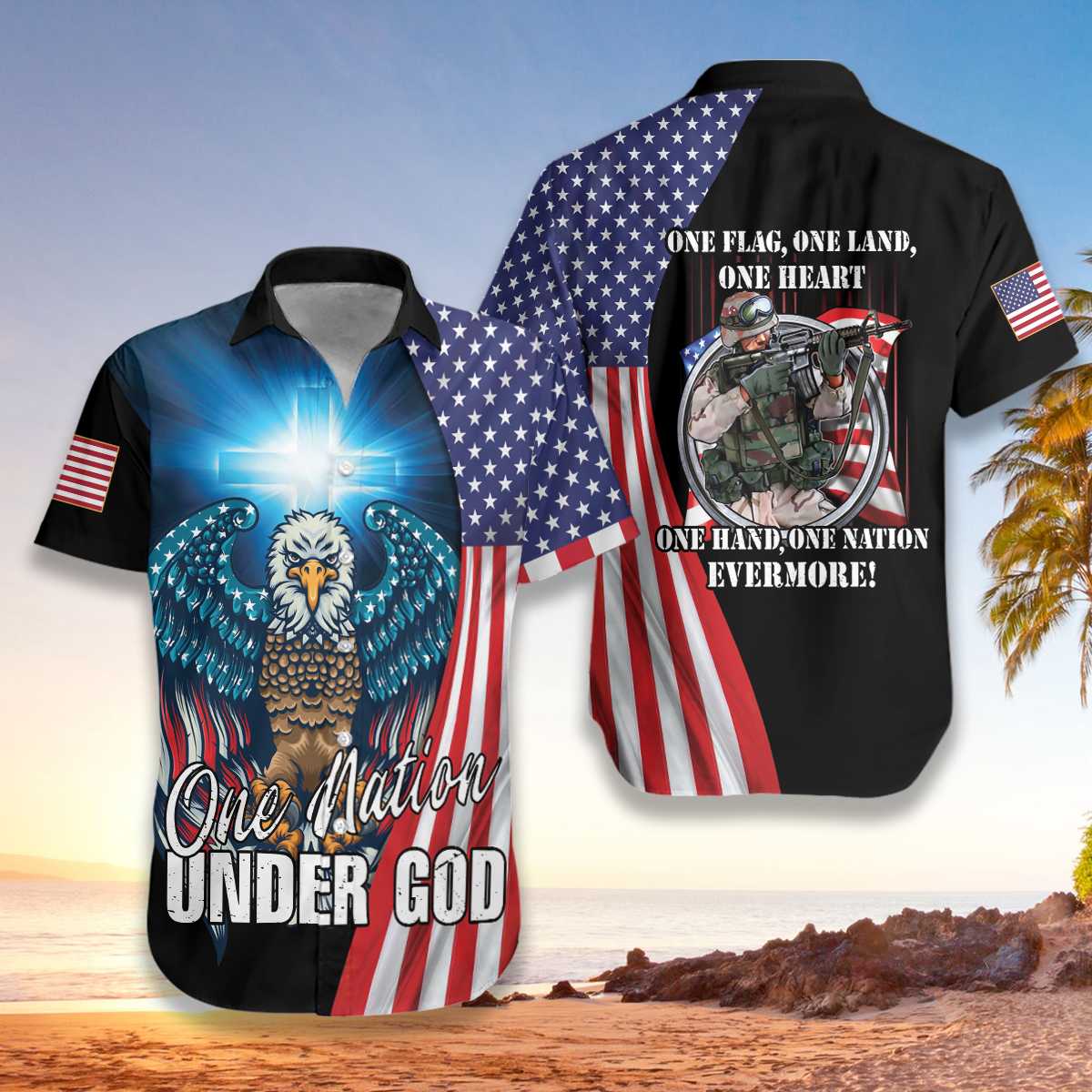 Hawaiian Aloha Shirts Eagle Veteran One Nation Evermore