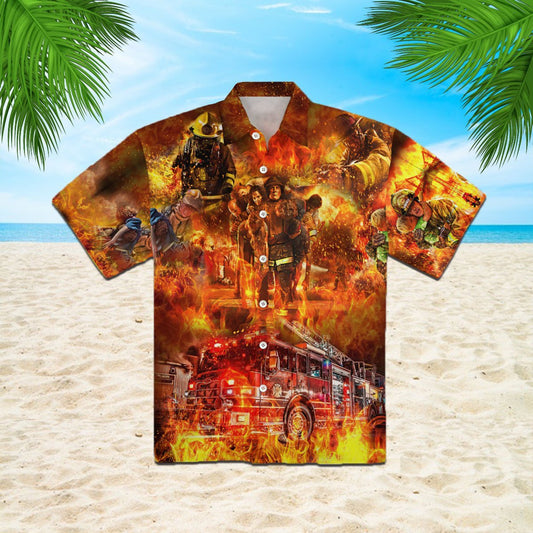 OragonTee Firefighter Hawaiian Shirt | For Men & Women | Adult | WT1353