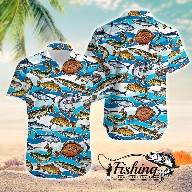 Fishing Makes Me Happy Unisex Hawaiian Aloha Shirts #24521Dh