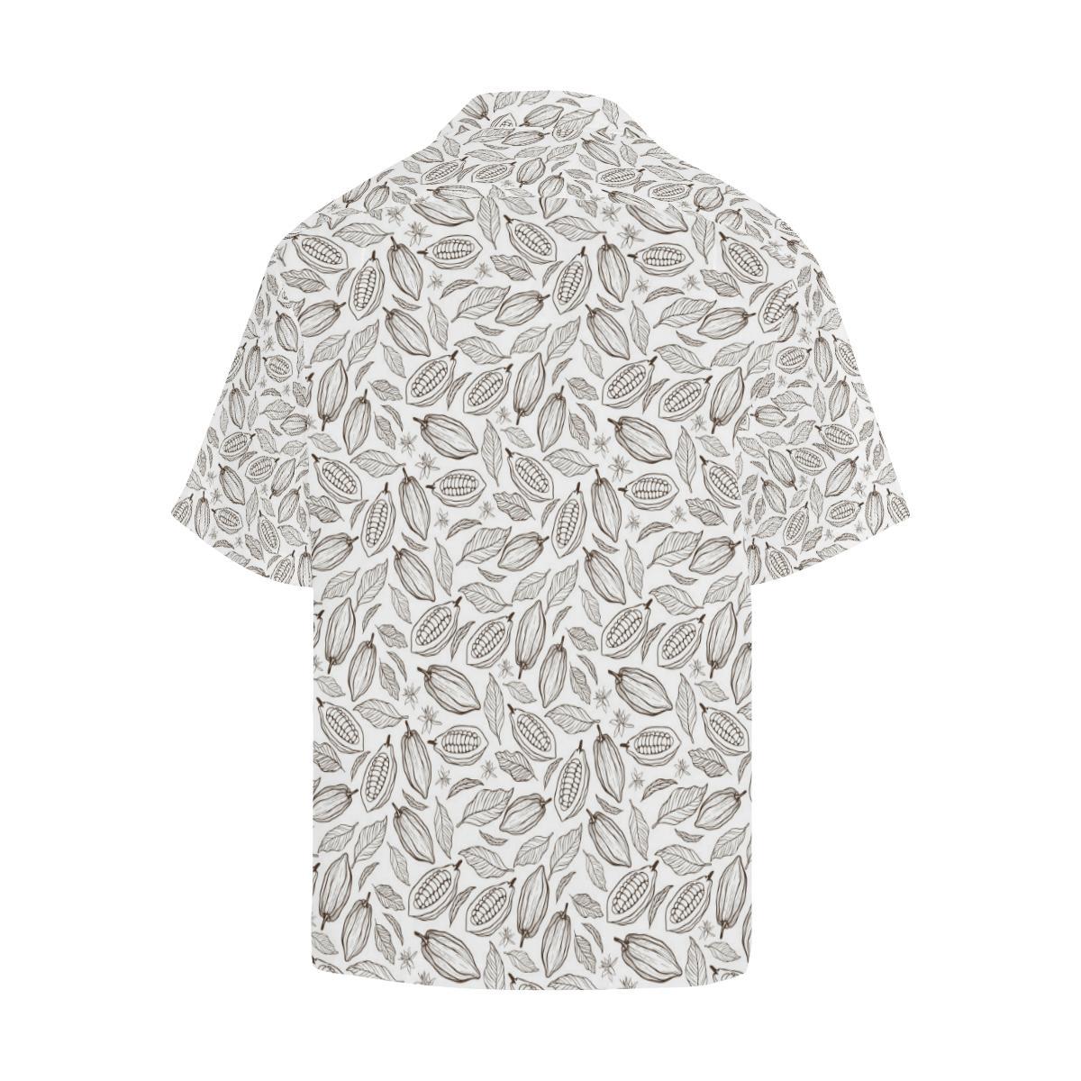 Cacao Beans Leaves Pattern Mens All Over Print Hawaiian Shirt
