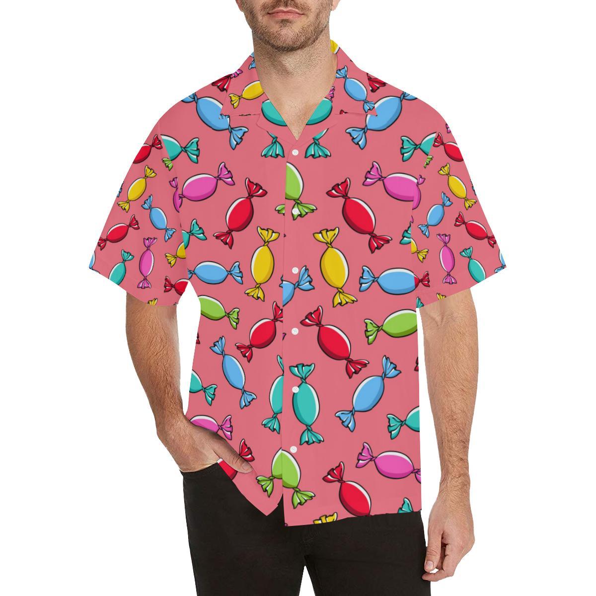 Colorful Wrapped Candy Pattern Mens All Over Print Hawaiian Shirt