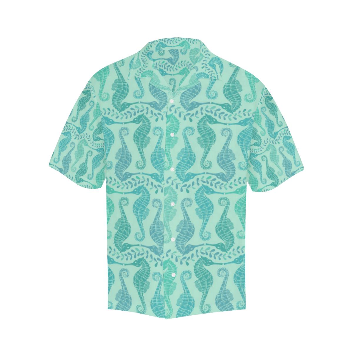 Seahorse Green Pattern Mens All Over Print Hawaiian Shirt