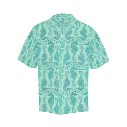 Seahorse Green Pattern Mens All Over Print Hawaiian Shirt