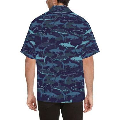 Shark Pattern Mens All Over Print Hawaiian Shirt