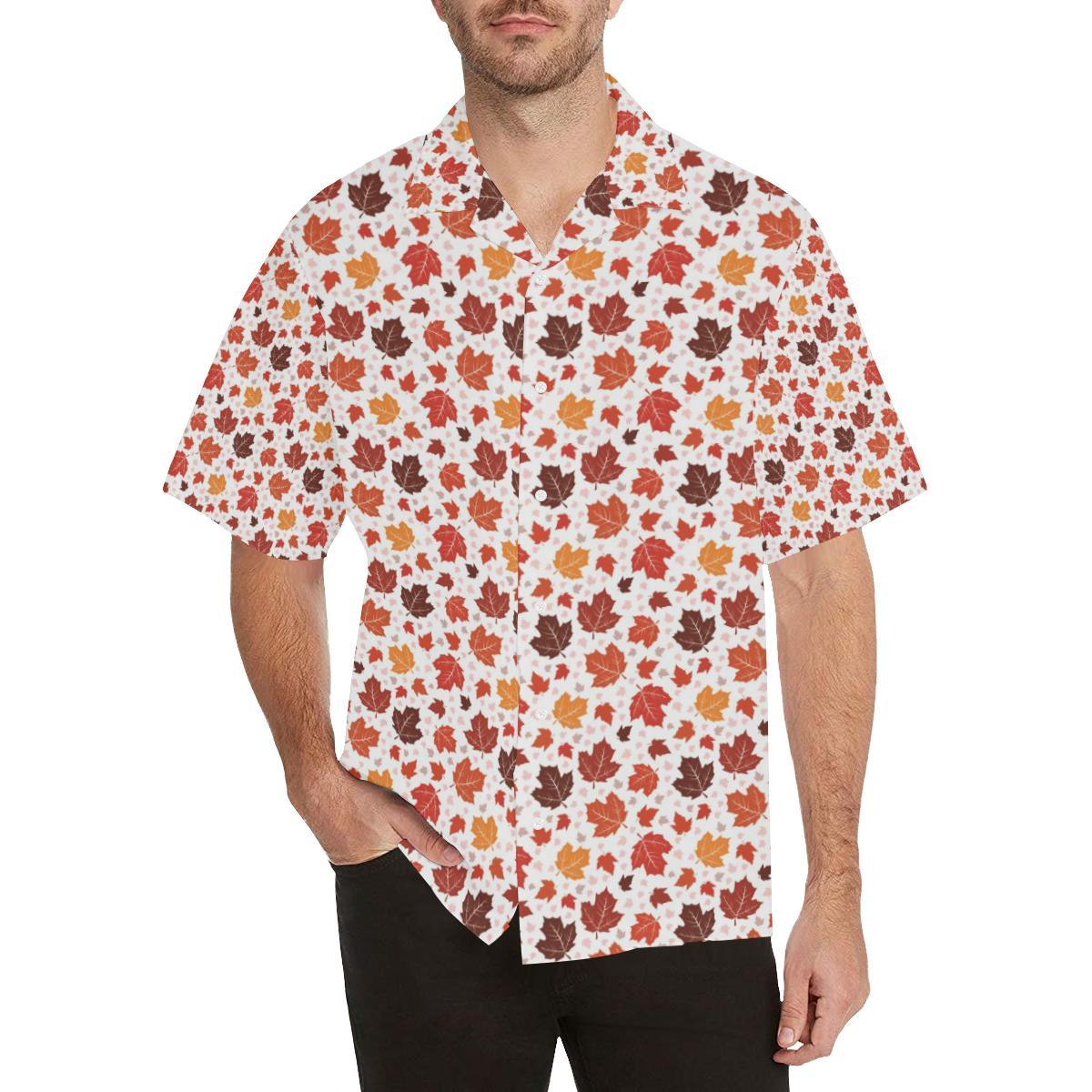 Colorful Maple Leaf Pattern Mens All Over Print Hawaiian Shirt