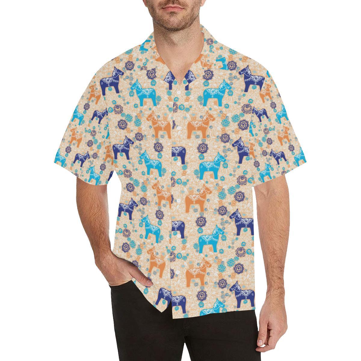 Cute Horse Pattern Mens All Over Print Hawaiian Shirt