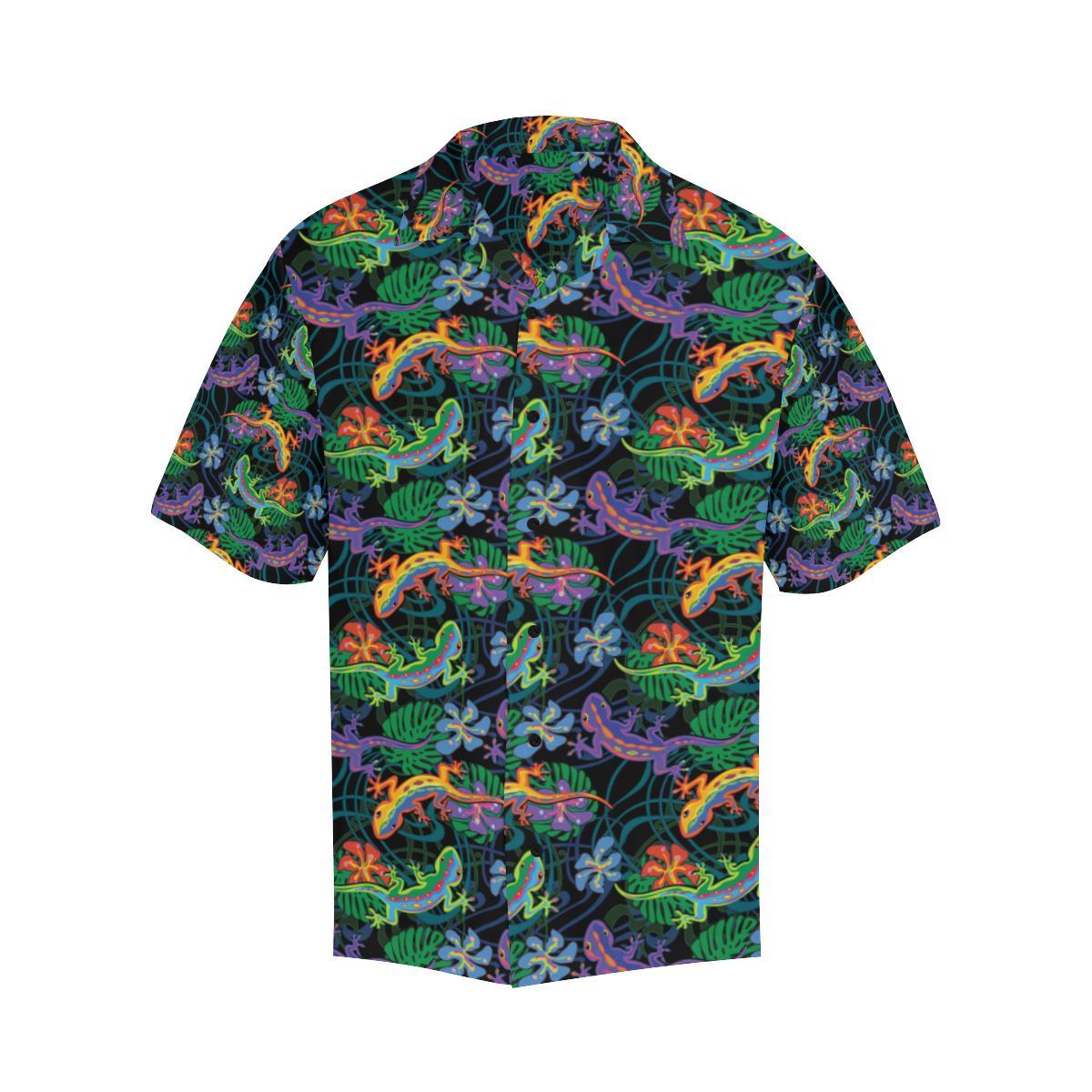 Gecko Colorful Pattern Print Design Hawaiian Shirt