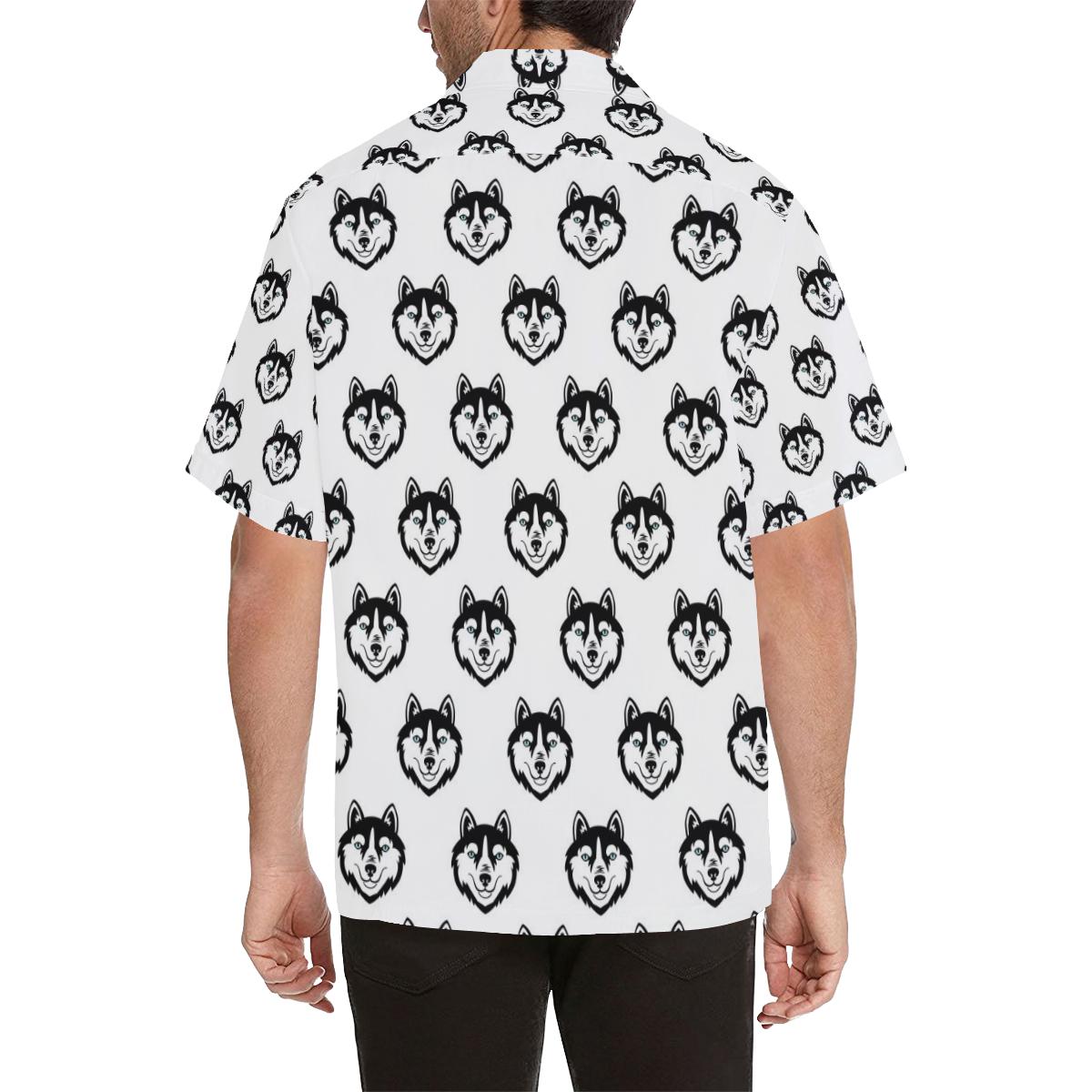 Siberian Husky Pattern Mens All Over Print Hawaiian Shirt