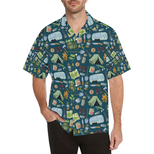 Camping Pattern Print Design Hawaiian Shirt