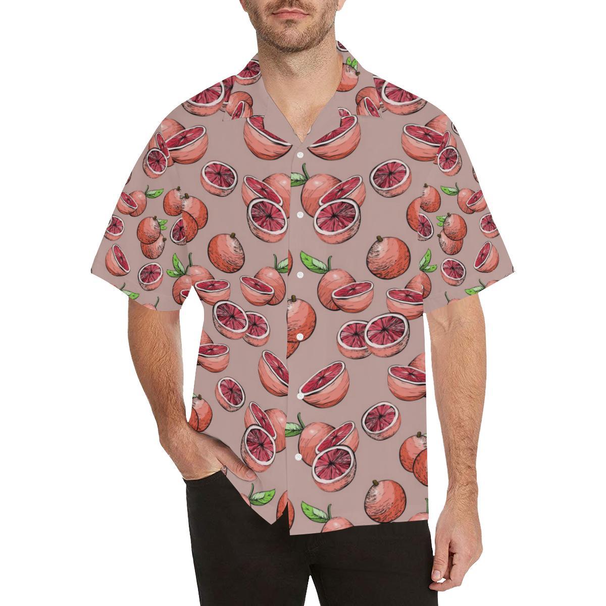 Grapefruit Pattern Background Mens All Over Print Hawaiian Shirt