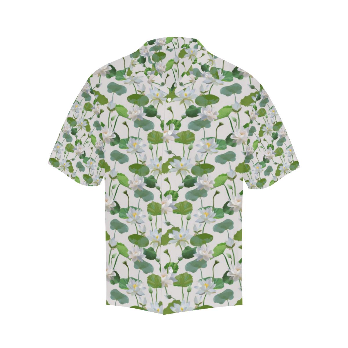 Lotus Waterlily Pattern Mens All Over Print Hawaiian Shirt