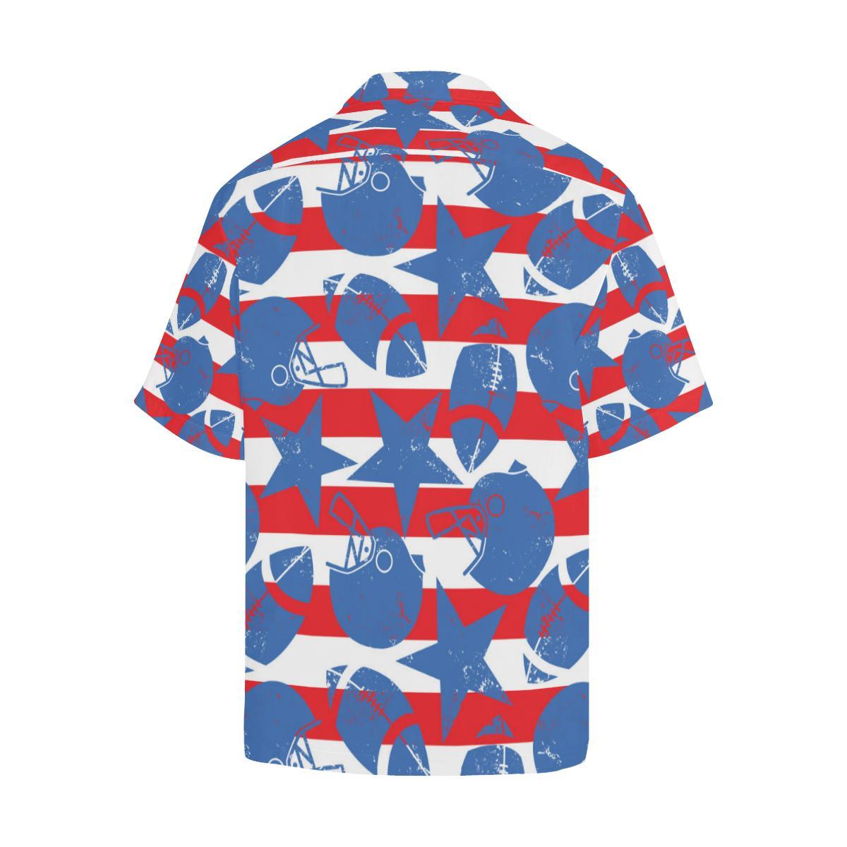 American Football Ball Star Stripes Pattern Mens All Over Print Hawaiian Shirt