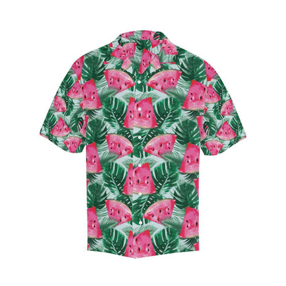 Watermelons Tropical Palm Leaves Pattern Mens All Over Print Hawaiian Shirt