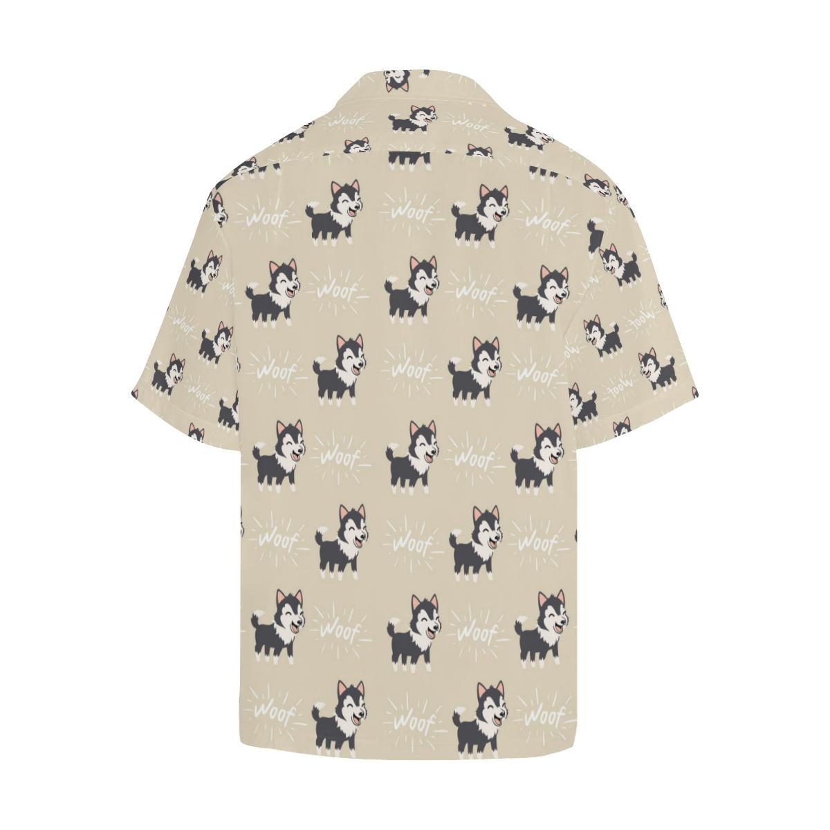 Cute Siberian Husky Mens All Over Print Hawaiian Shirt