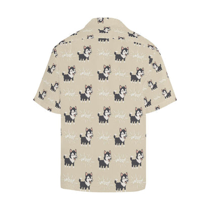 Cute Siberian Husky Mens All Over Print Hawaiian Shirt