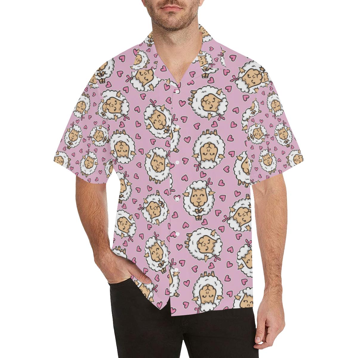 Sheep Cute Pattern Print Design Hawaiian Shirt