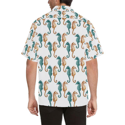 Seahorse Pattern Background Mens All Over Print Hawaiian Shirt