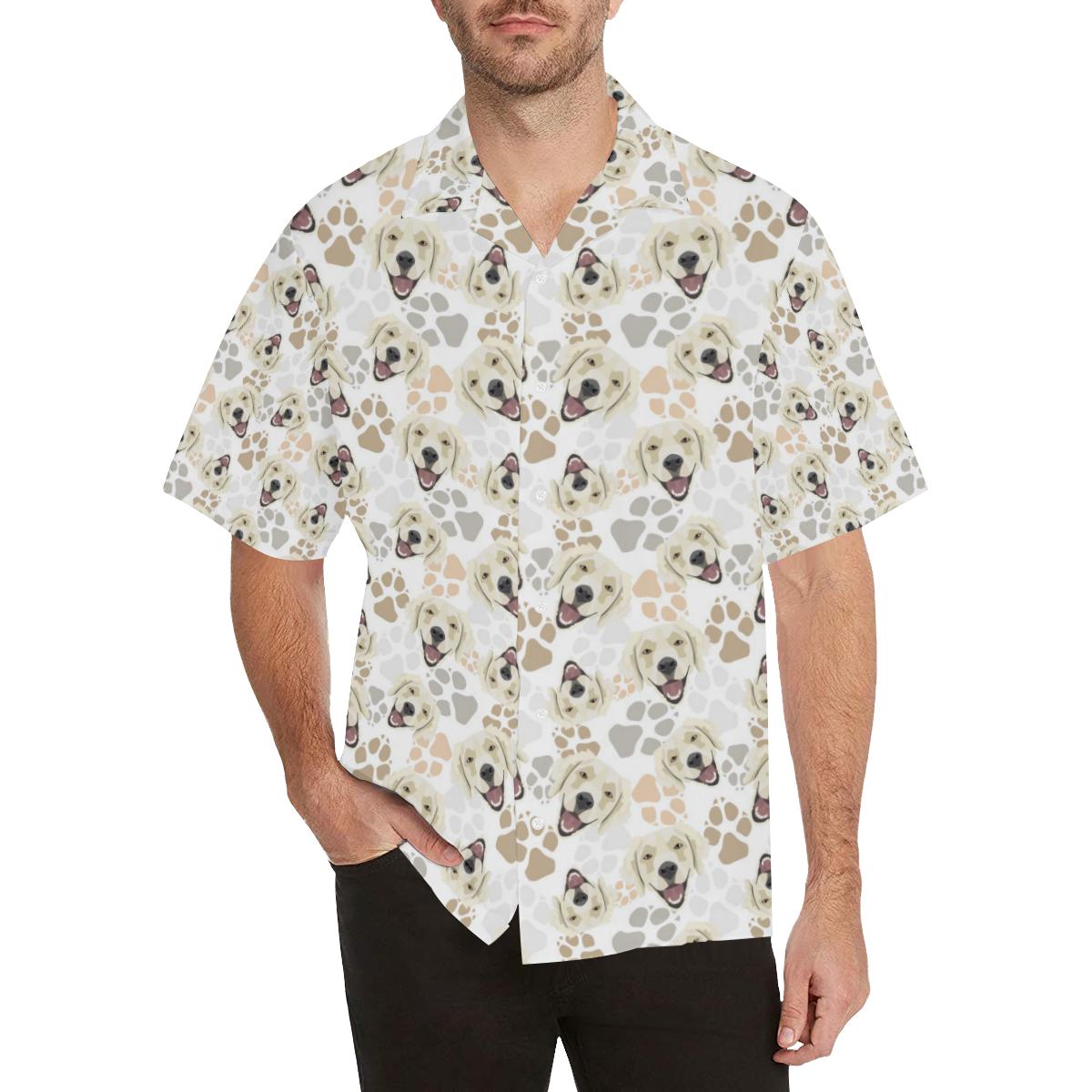 Golden Retriever Pattern Print Design 02 Mens All Over Hawaiian Shirt