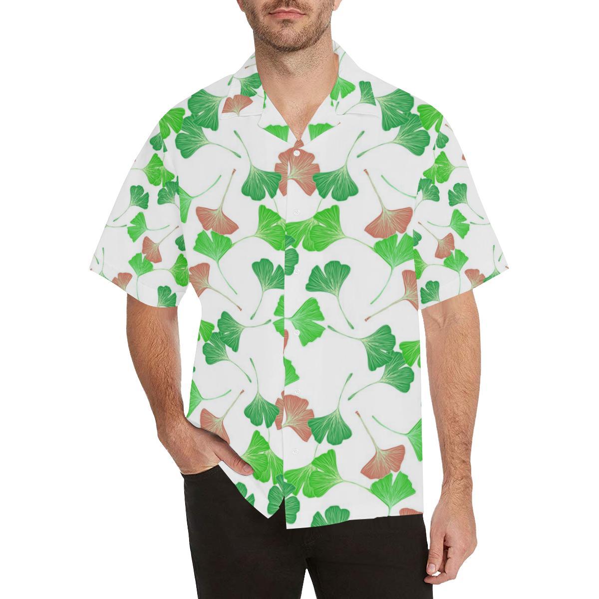Ginkgo Pattern Mens All Over Print Hawaiian Shirt