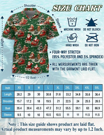 Funny Santa Sleigh Christmas Hawaiian Shirt for Men, Button Down Aloha Shirt - Azhawaiian