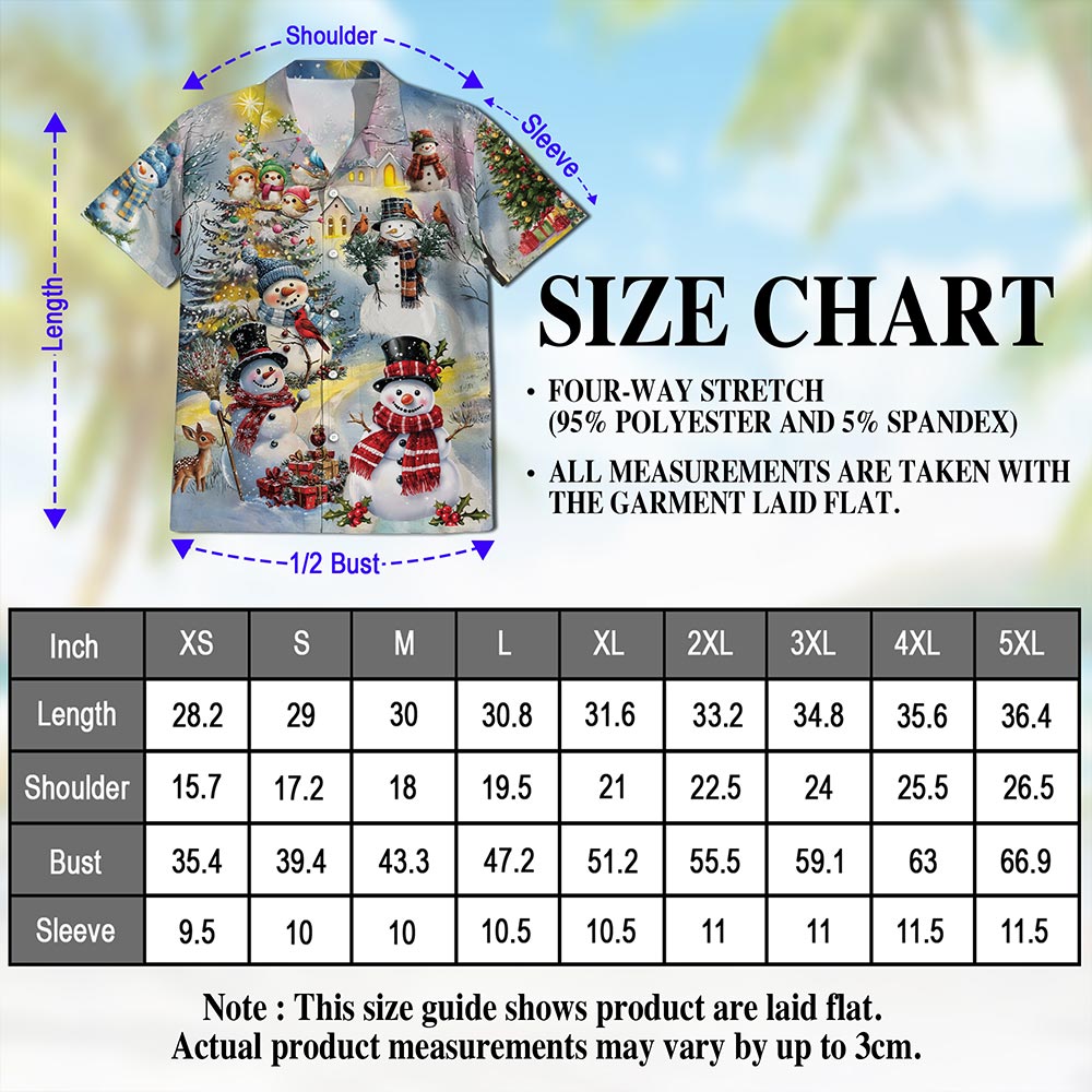 Snowman Christmas Hawaiian Shirt for Men, Button Down Aloha Shirt - Azhawaiian