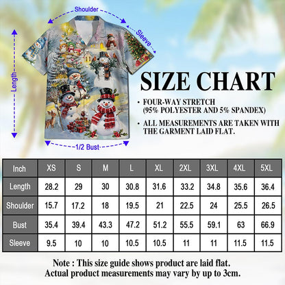 Snowman Christmas Hawaiian Shirt for Men, Button Down Aloha Shirt - Azhawaiian