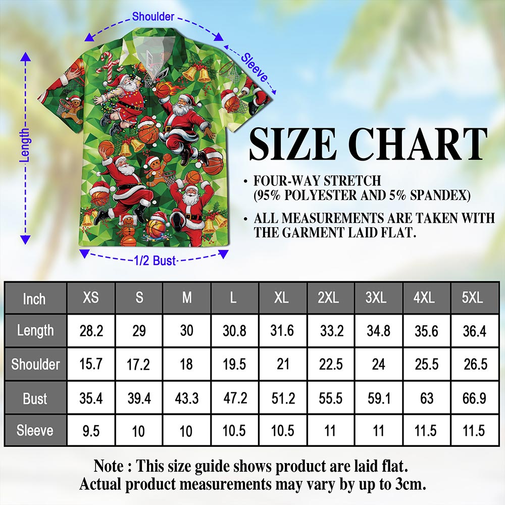 Santa Claus Basketball Christmas Hawaiian Shirt for Men, Button Down Aloha Shirt - Azhawaiian