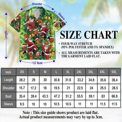 Santa Claus Basketball Christmas Hawaiian Shirt for Men, Button Down Aloha Shirt - Azhawaiian