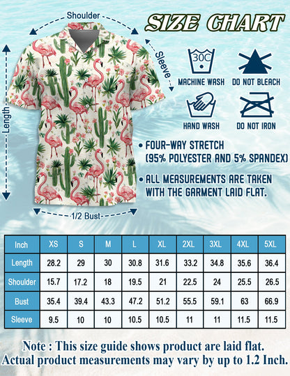 Cactus Flamingo Hawaiian Shirt for Men, Button Down Aloha Shirt - Azhawaiian