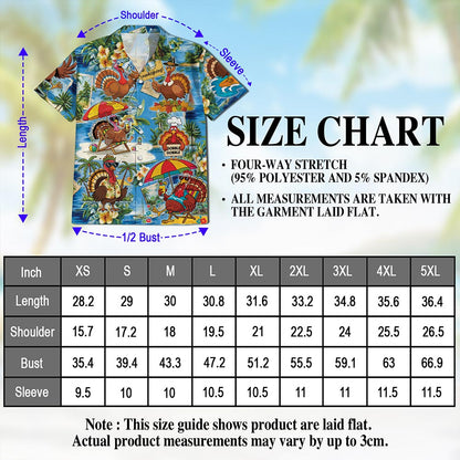 Turkey Happy Thanksgiving Hawaiian Shirt for Men, Button Down Aloha Shirt - Azhawaiian
