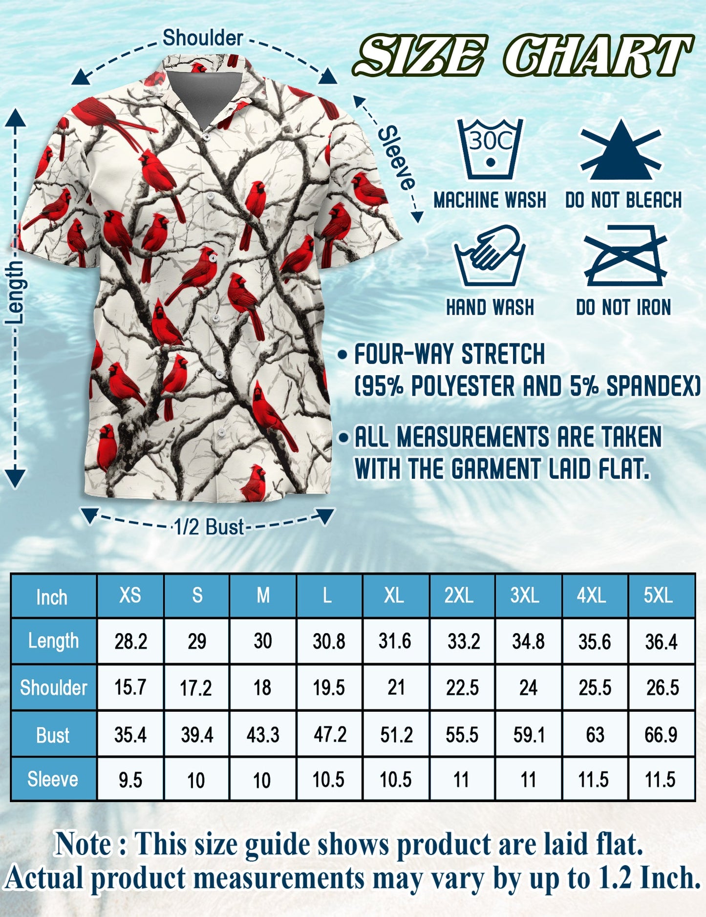 Red Cardinal Bird Christmas Hawaiian Shirt for Men, Button Down Aloha Shirt - Azhawaiian