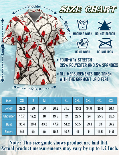 Red Cardinal Bird Christmas Hawaiian Shirt for Men, Button Down Aloha Shirt - Azhawaiian