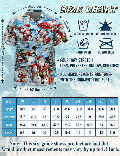 Snowman and Santa Claus Christmas Hawaiian Shirt for Men, Button Down Aloha Shirt - Azhawaiian