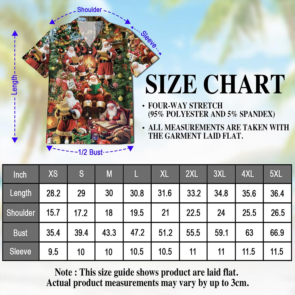 Santa Claus Reading Book Christmas Hawaiian Shirt for Men, Button Down Aloha Shirt - Azhawaiian
