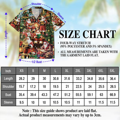 Santa Claus Reading Book Christmas Hawaiian Shirt for Men, Button Down Aloha Shirt - Azhawaiian