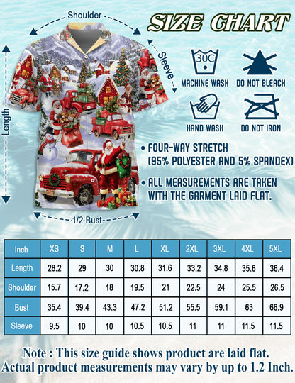 Christmas Red Truck Hawaiian Shirt for Men, Button Down Aloha Shirt - Azhawaiian