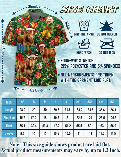 Christmas Cow Hawaiian Shirt for Men, Button Down Aloha Shirt - Azhawaiian