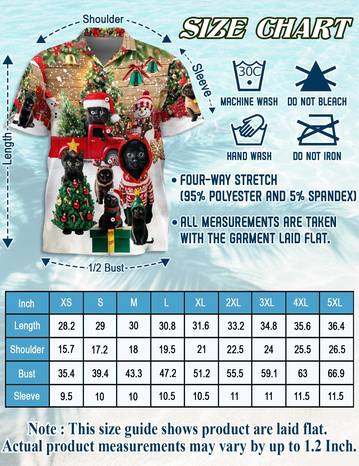 Black Cat Christmas Hawaiian Shirt for Men, Button Down Aloha Shirt - Azhawaiian